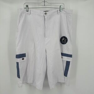 Red Ape Mens Y2K Cargo Shorts Size 40 Hip Hop Skater Streetwear Utility White